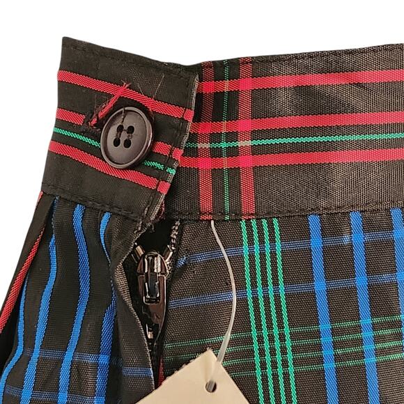 VINTAGE COMM black plaid skirt pleated size 10 NOS - Picture 4 of 7